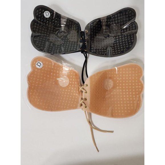 Lot Of 2 Gaibest Self Adhesive Strapless Backless Invisible Bra Sz D Beige Black - Picture 2 of 9